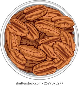 pecan bowl top view, Tasty pecan nuts.