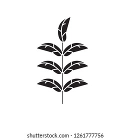Pecan leaf black vector concept icon. Pecan leaf flat illustration, sign