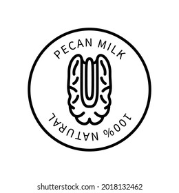 Pecan Line Icon In A Simple Style. Natural Product Containing Milk. Vector sign in a simple style isolated on a white background