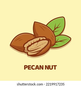 Pecan Nut cartoon vector icon illustration isolated