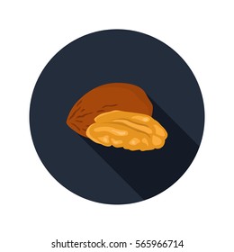 Pecan nut color icon in cartoon design