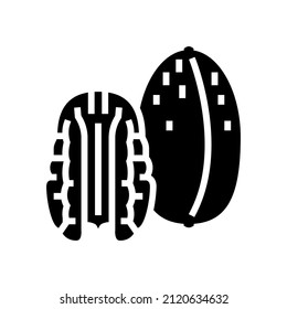 pecan nut glyph icon vector. pecan nut sign. isolated contour symbol black illustration