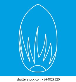 Pecan nut icon blue outline style isolated vector illustration. Thin line sign