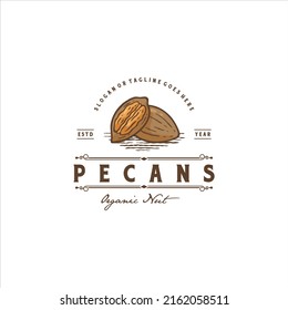 Pecan Nut Logo Design Vector Image