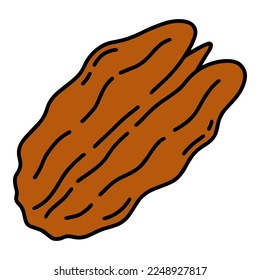 Pecan-Nuss-Symbol, einfache lineare Cartoons im Doodstyle, Vektorgrafik