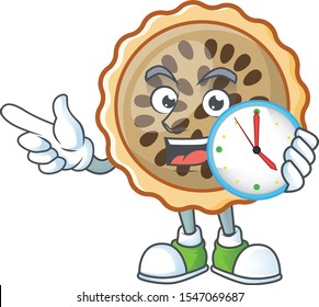 pecan pie with bring clock with cartoon character shape