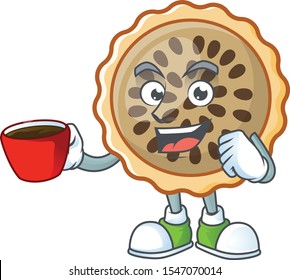 pecan pie drinking in cup with cartoon character shape