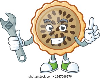 pecan pie mascot with mechanic on white background