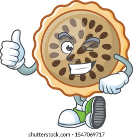 pecan pie thumbs up with cartoon character shape