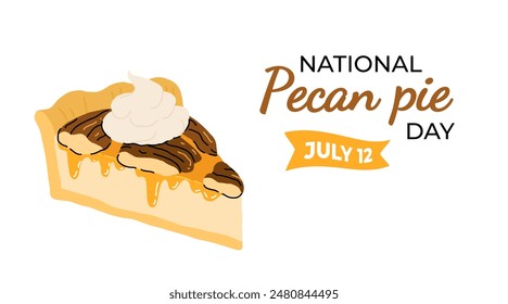 Pecan pie with whipped cream or ice cream cartoon set. Slice and whole pecan pie, pecan cake. Pecans nuts in shell in cute flat style. Pecan Pie appreciation day.