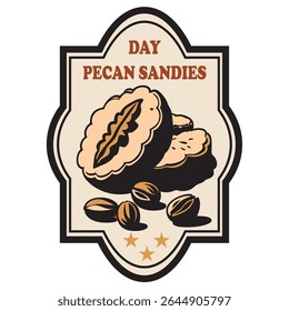 Pecan Sandies Day event sticker, vector illustration