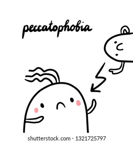 Peccatophobia hand drawn illustration with cute marshmallow