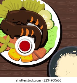 pecel lele flat style illustration vector design
