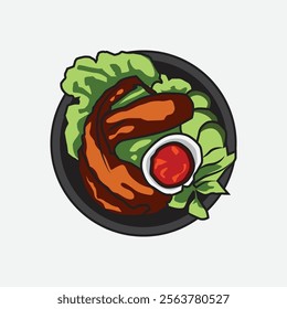 Pecel lele indonesia street food illustration graphic