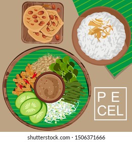 PECEL RICE, A TRADITIONAL FOOD FROM INDONESIA MADE FROM VEGETABLES AND PEANUT SAUCE