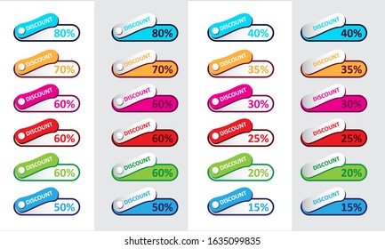 pecial offer sale colorful tag vector illustration. sale promo shopping day tag 10, 20, 30, 40, 50, 60, 70, 80, 90 percent sale,
 design for promotion, commerce, banner and poster