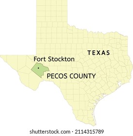 Pecos County and city of Fort Stockton location on Texas state map