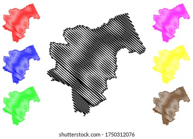 Pecs City (Hungary, Baranya County) map vector illustration, scribble sketch City of Pecs map