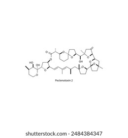 Pectenotoxin 2 skeletal structure diagram.marine toxin compound molecule scientific illustration.