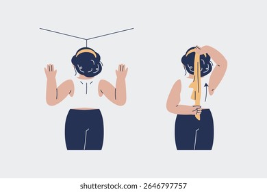 Esticamento de peitoral e ilustração de estiramento de toalha