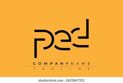 PED abstract letter design. Modern Business Logo Design With Abstract Typography and Contemporary Style