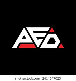 PED triangle letter logo design with triangle shape. PED triangle logo design monogram. PED triangle vector logo template with red color. PED triangular logo Simple, Elegant, and Luxurious design.