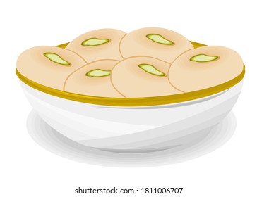 Peda Indian Sweets. Mithai Food Vector