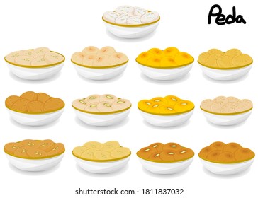 Peda Indian Sweets or Mithai Food Vector