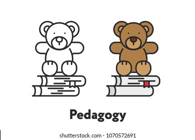 Pedagogy Education Teddy Bear Books  Minimal Color Flat Line Outline Stroke Icon