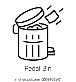 Pedal bin icon in outline style