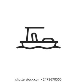 Pedal boat, linear style icon. Watercraft operated by pedaling. Editable stroke width