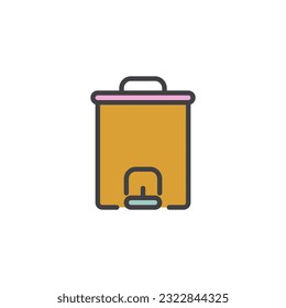 Pedal Dust bin filled outline icon, line vector sign, linear colorful pictogram isolated on white. Symbol, logo illustration. Vector graphics