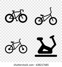Pedal icons set. set of 4 pedal filled icons such as exercise bike