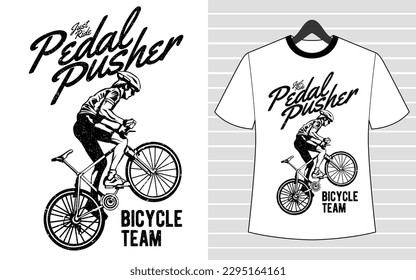 Diseño de camisetas vectoriales de tipografía de empujador de pedal