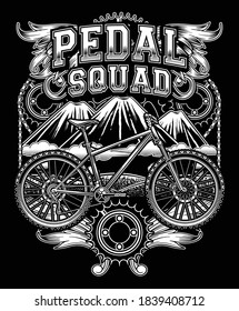 pedal squad text bike t-shirts design