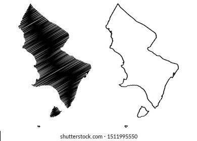 Pedernales (Dominican Republic, Hispaniola, Provinces of the Dominican Republic) map vector illustration, scribble sketch Pedernales (Isla Beata) map