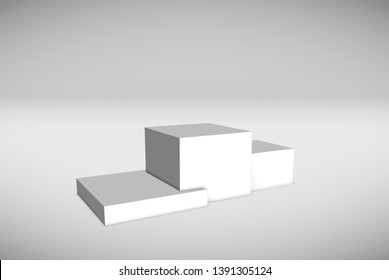 Pedestal with 3D cubes and shadow in the room