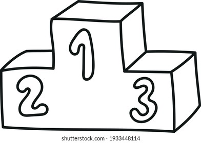 pedestal arding winners in doodle style linear drawing