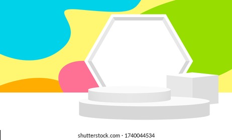 pedestal award 3d white grey on pastel background, podium stage for victory champion position, pedestal ellipse box for cosmetics product display show, circle stand modern for products make-up place