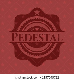 Pedestal badge with red background