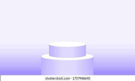 pedestal cylinder circle purple soft for cosmetics showcase, 3d podium circle stage purple pastel soft color, platform 1 step for advertising copy space, one podium round for product display, vector