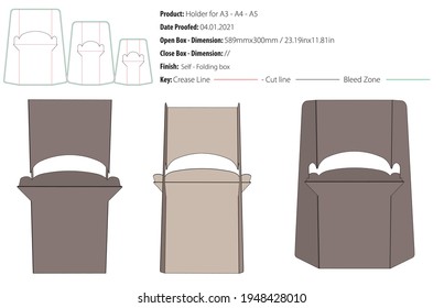 Pedestal display easel chevalet holder for product A3 - A4 - A5 packaging design template die cut - vector