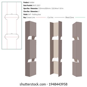 Pedestal display easel chevalet holder double packaging design template die cut - vector