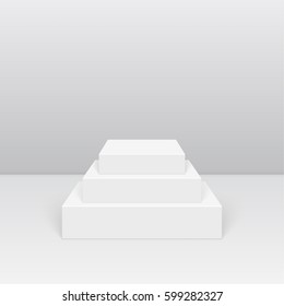 Pedestal for display. Platform for design. Realistic 3D empty podium