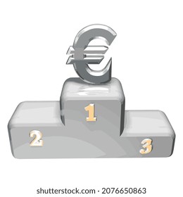 Pedestal with Euro currency. European currency. Vector illustration eps-10