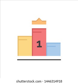 Pedestal, First, First Place, Education  Flat Color Icon. Vector icon banner Template