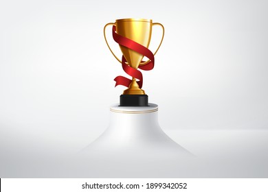 Pedestal With Gold Trophy Cup