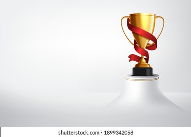 Pedestal With Gold Trophy Cup