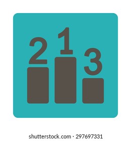 Pedestal icon from Award Buttons OverColor Set. Icon style is grey and cyan colors, flat rounded square button, white background.