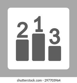Pedestal icon from Award Buttons OverColor Set. Icon style is dark gray and white colors, flat rounded square button, silver background.